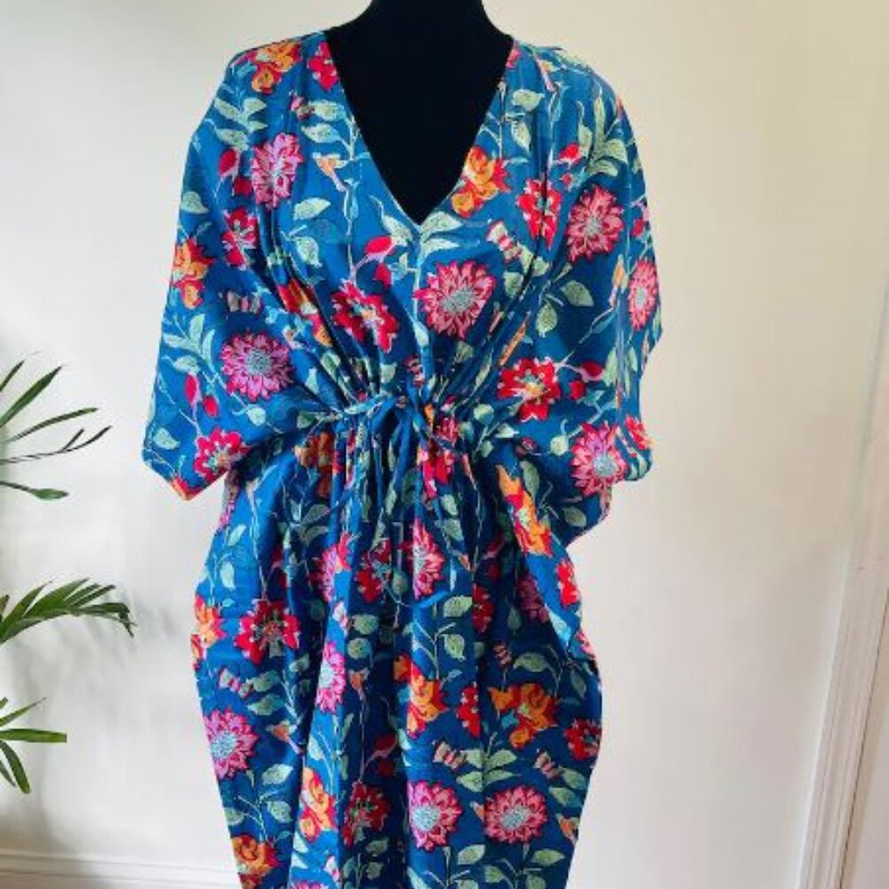 BRAND NEW Women Indian Handmade Cotton Kaftan Dress Hand Block Print Drees - Picture 3 of 7